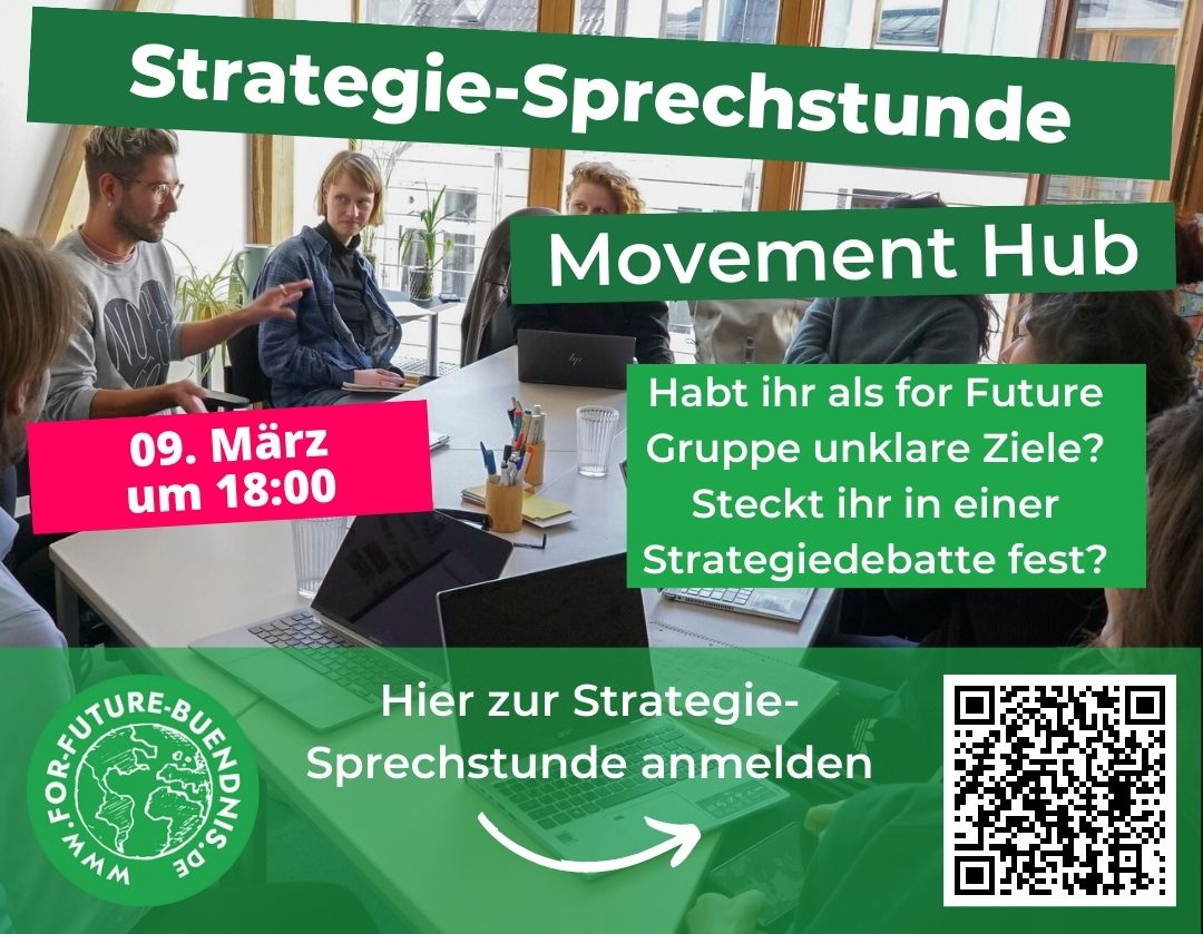 Strategie-Sprechstunde für for Future Gruppen am 09. März